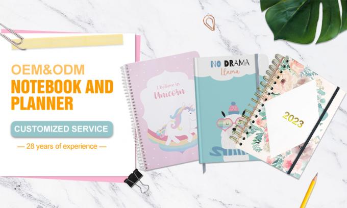 Bloemendruk Goudfolie Hardcover Spiral Planner Voor Maandelijkse Weeklijkse Dagboek 0