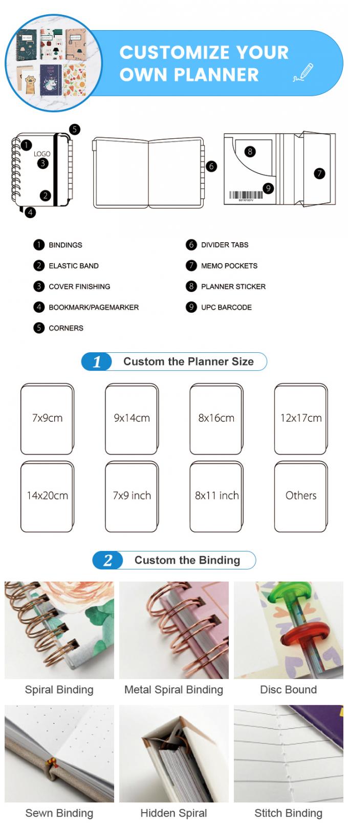 Bloemendruk Goudfolie Hardcover Spiral Planner Voor Maandelijkse Weeklijkse Dagboek 10