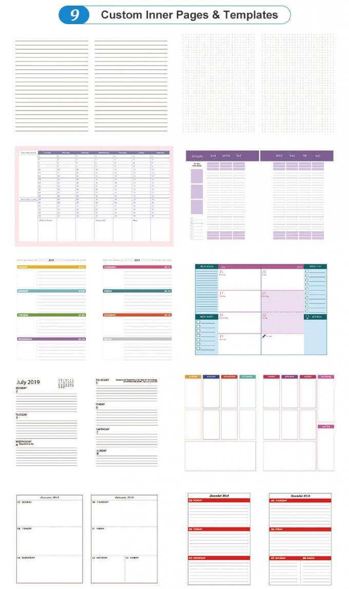 Bloemendruk Goudfolie Hardcover Spiral Planner Voor Maandelijkse Weeklijkse Dagboek 13