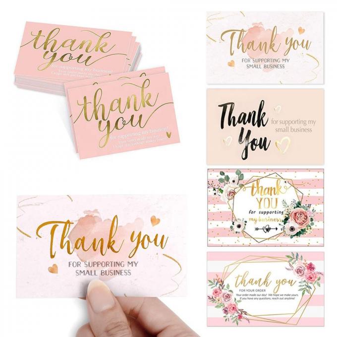 Paper Board Custom Gold Foil Logo Roze Business Postcard Groetekaart voor kleine bedrijven 7