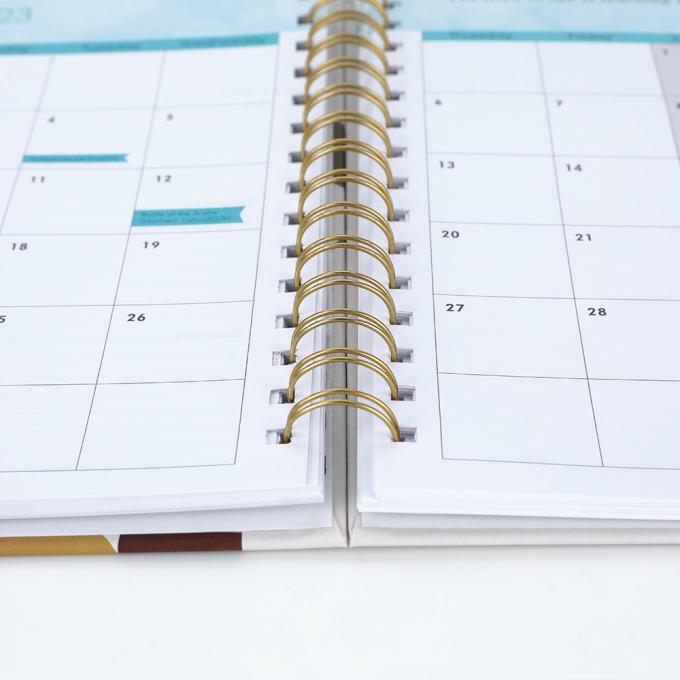 Office 2023-2024 A5 Vrouwen Goudfolie Spiraal Wekelijkse Maandelijkse Doel Diary Dagboek Agenda Planner 5