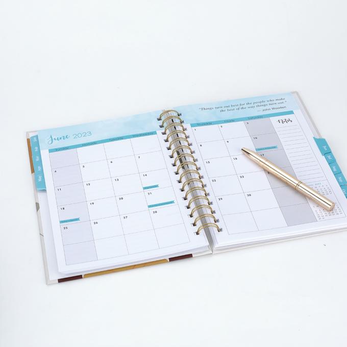Office 2023-2024 A5 Vrouwen Goudfolie Spiraal Wekelijkse Maandelijkse Doel Diary Dagboek Agenda Planner 7