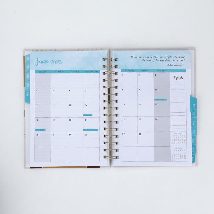 Office 2023-2024 A5 Vrouwen Goudfolie Spiraal Wekelijkse Maandelijkse Doel Diary Dagboek Agenda Planner 8