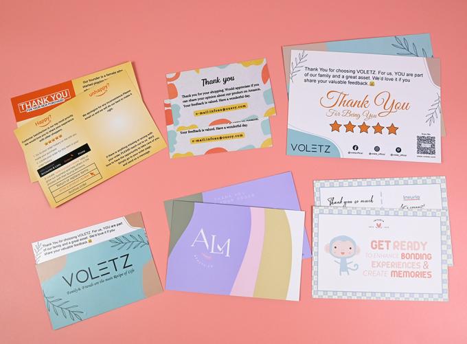 Op maat gedrukte visitekaartje UV en Offest Print Dankkaart voor kleine bedrijven 9