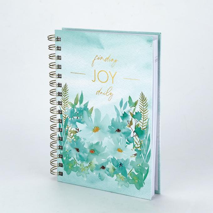 Bloemendruk Goudfolie Hardcover Spiral Planner Voor Maandelijkse Weeklijkse Dagboek 4