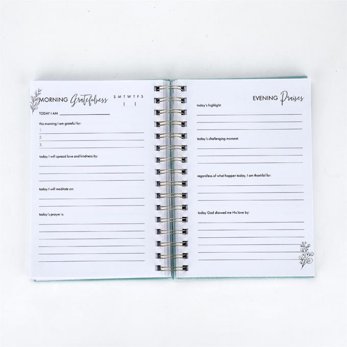 Bloemendruk Goudfolie Hardcover Spiral Planner Voor Maandelijkse Weeklijkse Dagboek 5