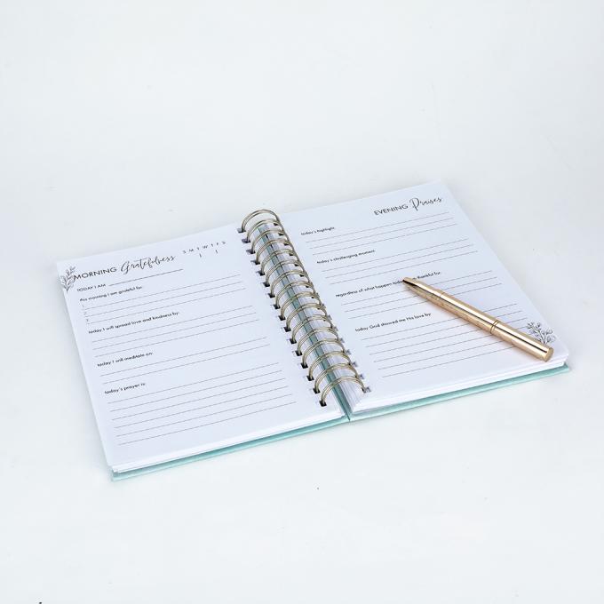 Bloemendruk Goudfolie Hardcover Spiral Planner Voor Maandelijkse Weeklijkse Dagboek 6