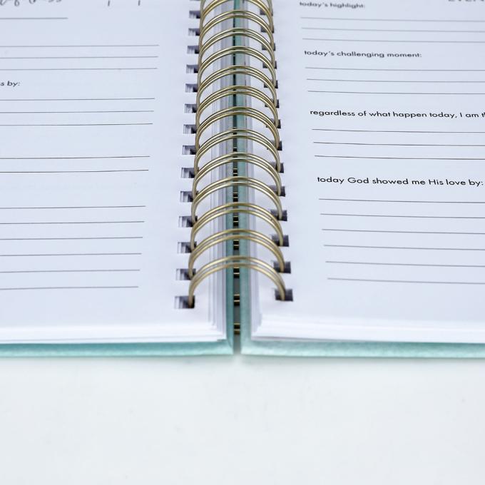 Bloemendruk Goudfolie Hardcover Spiral Planner Voor Maandelijkse Weeklijkse Dagboek 7