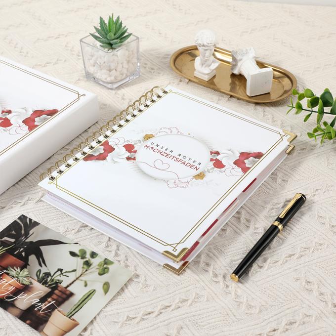 Goud folie spiraal bruiloft planner voor A5 bloemen bruiloft gastenboek organisator 3