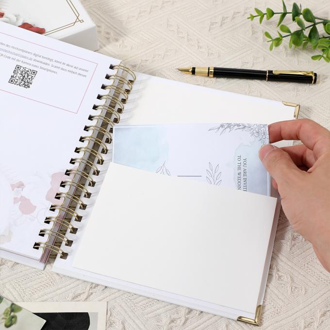Goud folie spiraal bruiloft planner voor A5 bloemen bruiloft gastenboek organisator 8