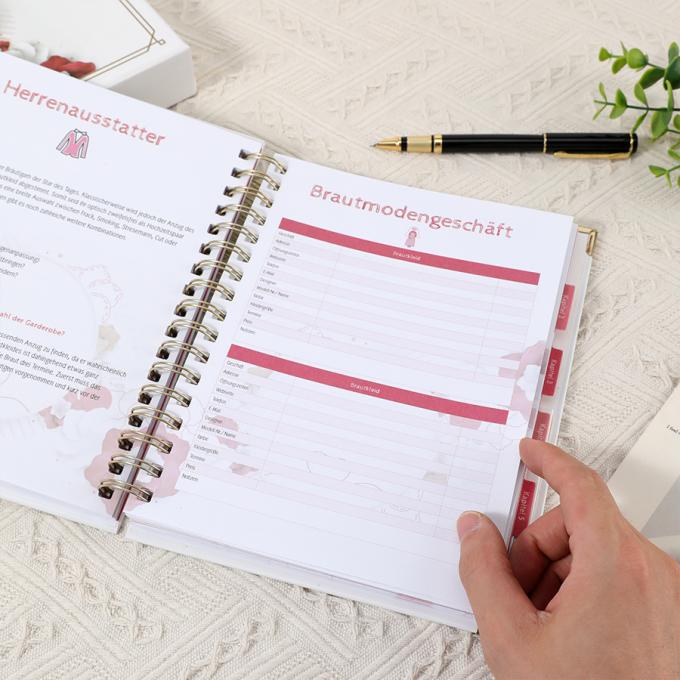 Goud folie spiraal bruiloft planner voor A5 bloemen bruiloft gastenboek organisator 7