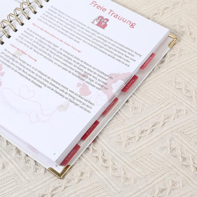 Goud folie spiraal bruiloft planner voor A5 bloemen bruiloft gastenboek organisator 9