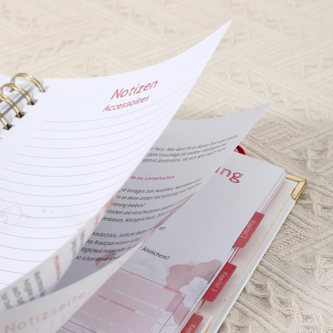Goud folie spiraal bruiloft planner voor A5 bloemen bruiloft gastenboek organisator 11