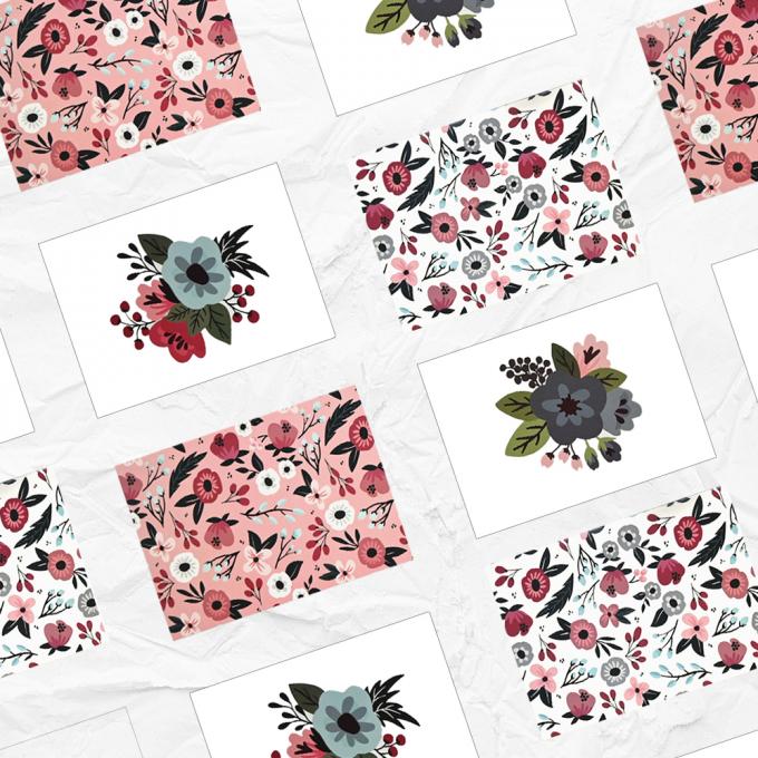 Op maat gedrukte Flora Dankkaartjes met doos UV en Offset Printing Film Laminatie 8