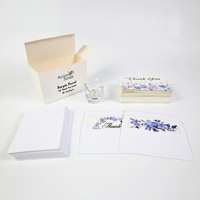 Custom 6 Ontwerp van verschillende bloemen gedrukte papieren kaart met enveloppen en doos 4