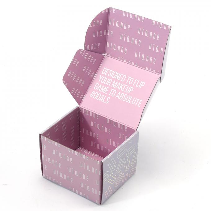 Custom Logo Holograaf Roze Mailer Box Klappend Gekromd Karton Papier Verpakking met Logo 6