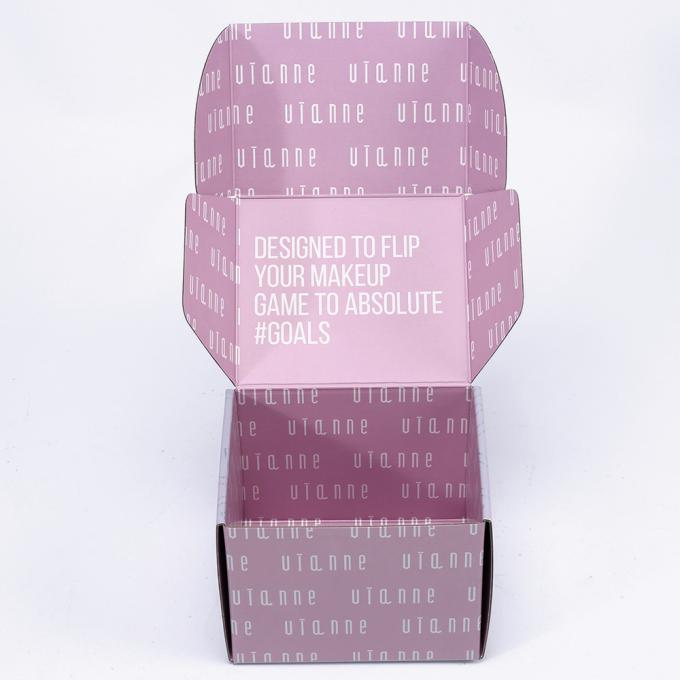 Custom Logo Holograaf Roze Mailer Box Klappend Gekromd Karton Papier Verpakking met Logo 7