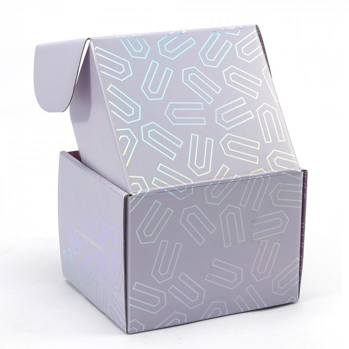 Custom Logo Holograaf Roze Mailer Box Klappend Gekromd Karton Papier Verpakking met Logo 9