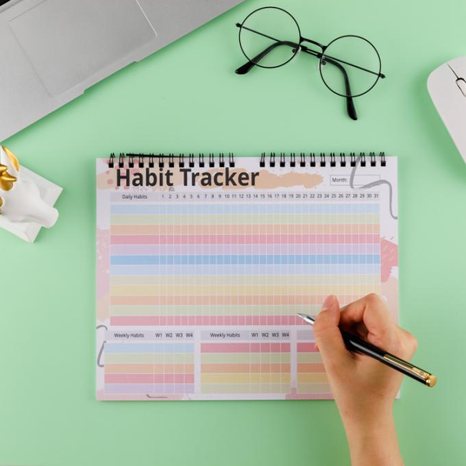 Papieren hoes Ongedateerde Doelagenda Dagelijkse Maandelijkse Jaarlijkse Spiraal Journal Planner Gewoonte Tracker 4