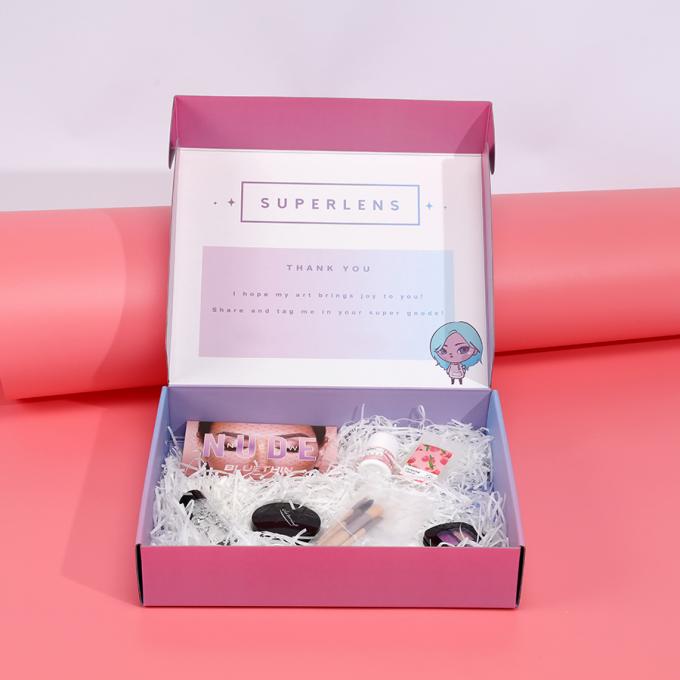 Custom gekleurde dozen logo verpakking karton gedrukt eco kleding cosmetische platte verzending mailer doos 6