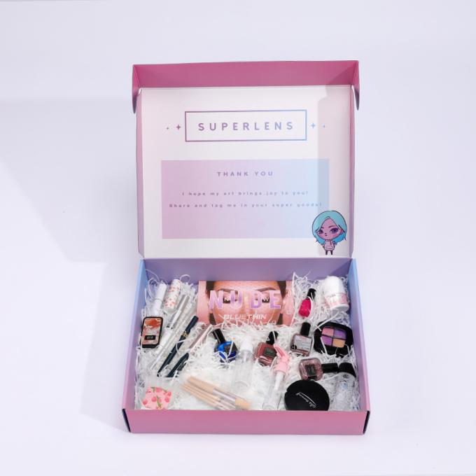 Custom gekleurde dozen logo verpakking karton gedrukt eco kleding cosmetische platte verzending mailer doos 11