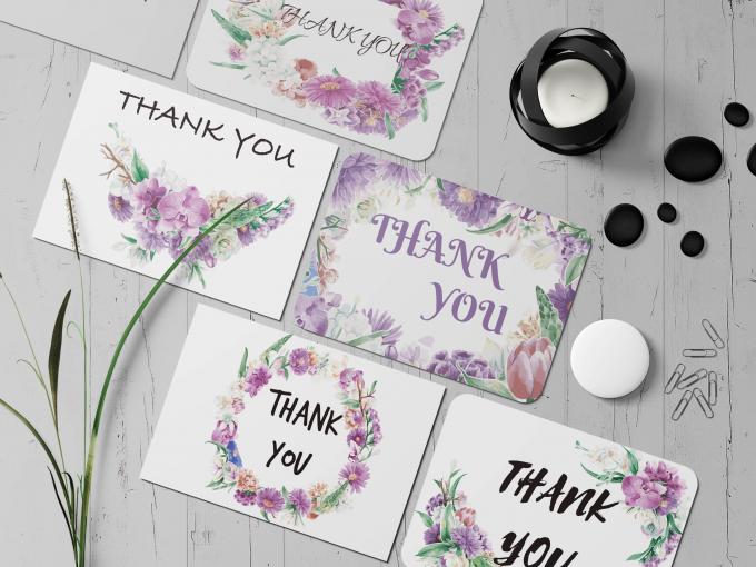 OEM bloemen gedrukt op maat trouwdag dank u kaarten met envelop boek drukdienst 6