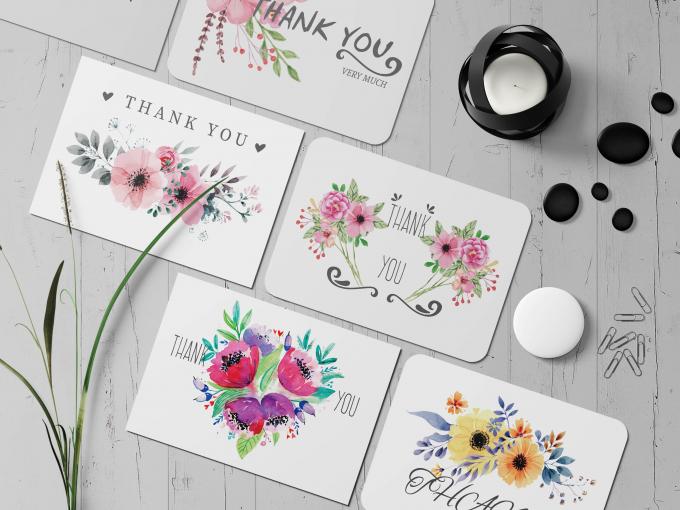 OEM bloemen gedrukt op maat trouwdag dank u kaarten met envelop boek drukdienst 7