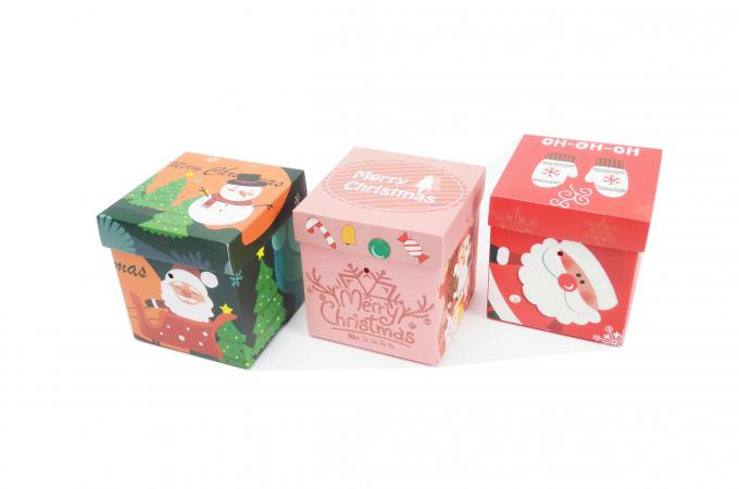 Custom Xmas Santa Snowman gedrukte kleine cadeauverpakking Kerstcadeau snoepdozen met deksel 5
