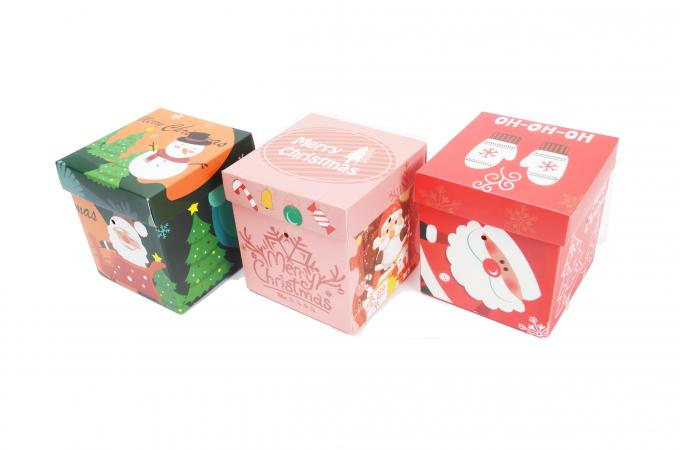 Custom Xmas Santa Snowman gedrukte kleine cadeauverpakking Kerstcadeau snoepdozen met deksel 7
