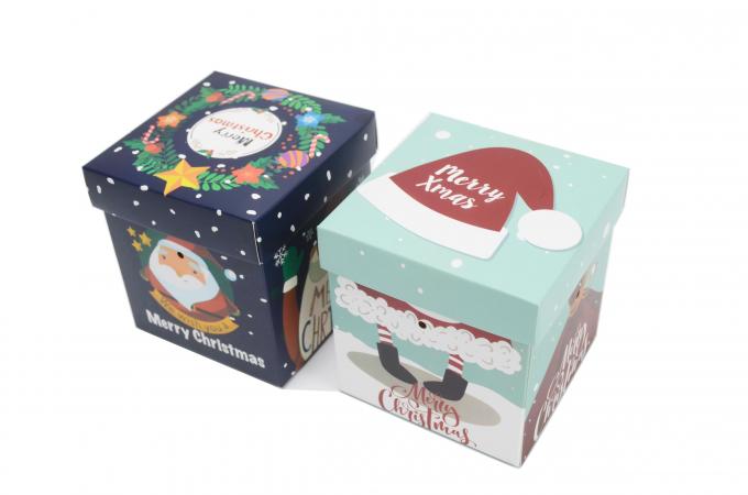 Custom Xmas Santa Snowman gedrukte kleine cadeauverpakking Kerstcadeau snoepdozen met deksel 8