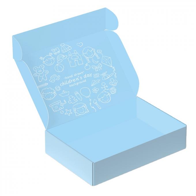 Stickers Duurzaam op maat gedrukt Vliegtuig papier verzenddoos Verpakking Geschenk gegolfde gerecycleerde blauwe mailerdoos 6