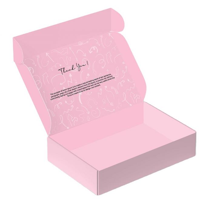 Op maat gemaakte kleding die cut mailer papieren doos gegolfde verpakking roze verzenddozen 6