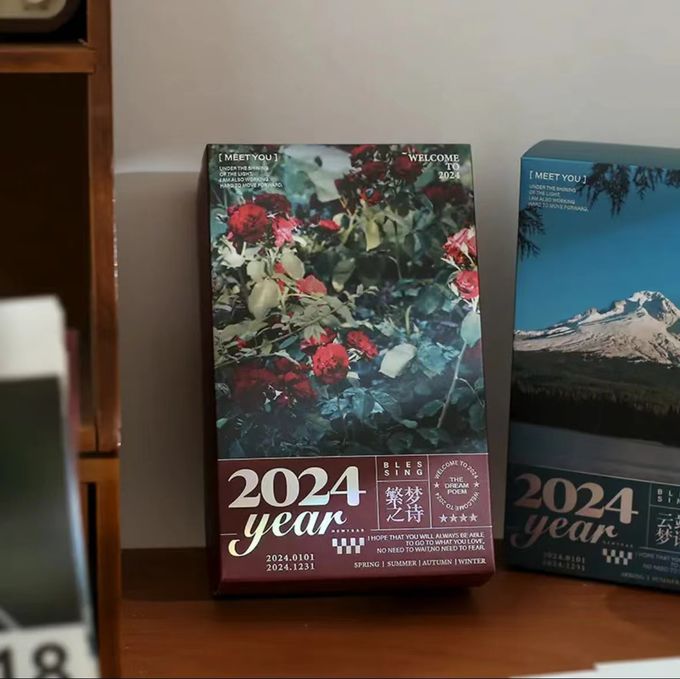 Op maat gedrukte Adventskalender Schrijftafelkalender met scheuren van landschapsschilderijen 1