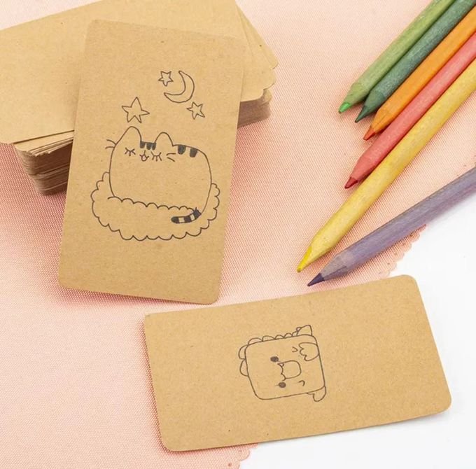 Papier blanco Kraft visitekaartjes DIY Graffiti visitekaartje Word geheugenkaart 2